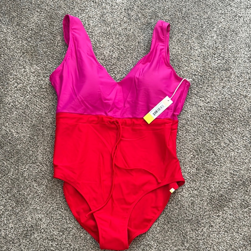 Pink and Red One-Piece Swimsuit